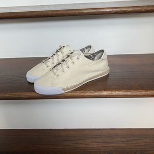 Womens Tory Burch canvas espadrille platform tennis shoes Y2K size 8.5 cream